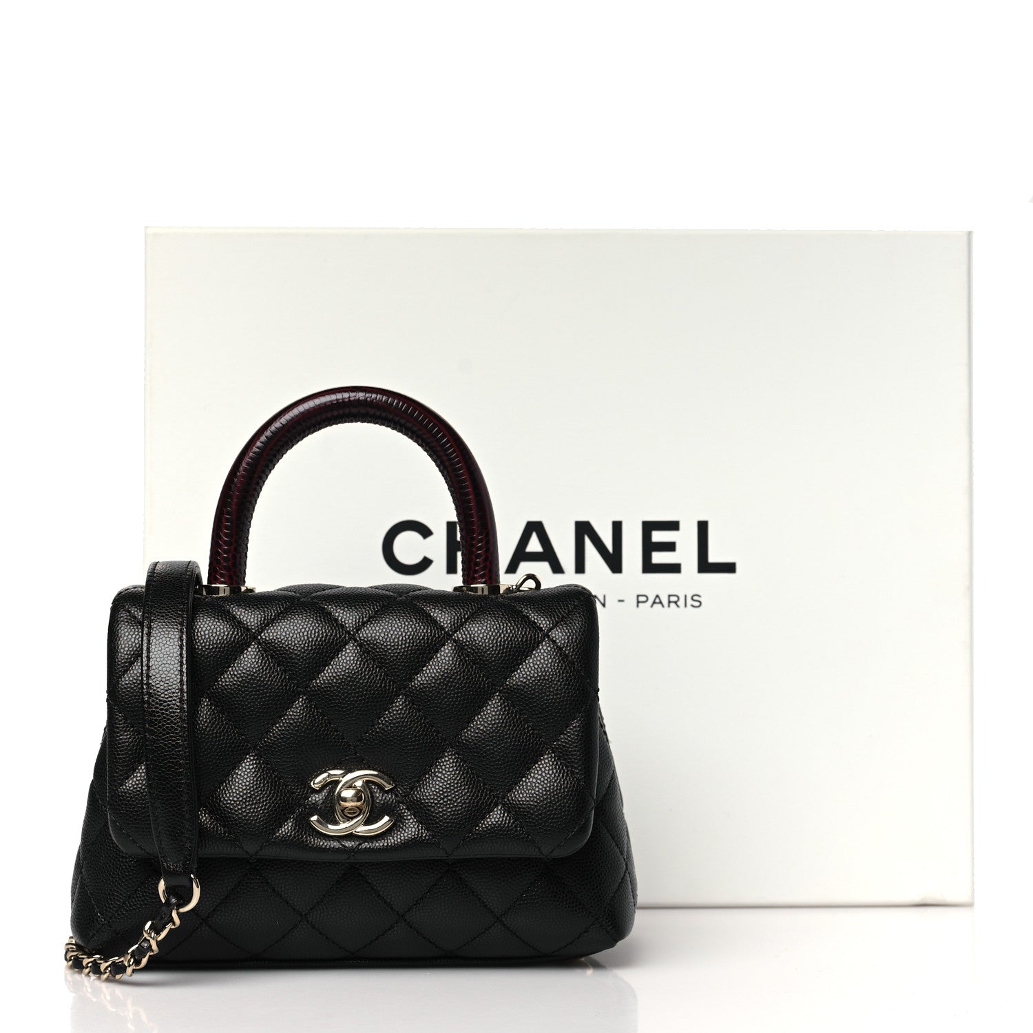 Chanel Caviar Lizard Embossed Quilted Extra Mini Coco Handle Flap Black 11 of 11