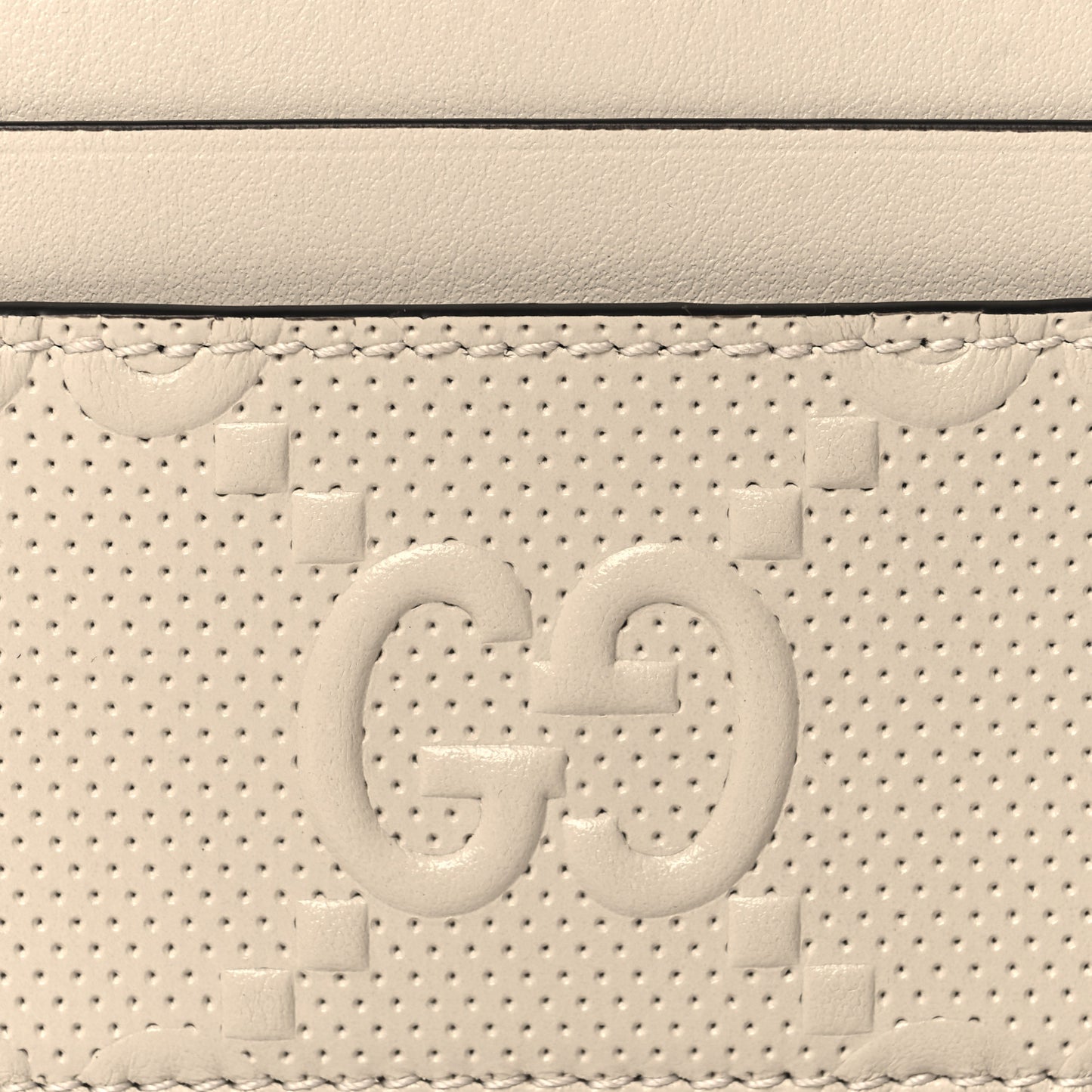 Calfskin GG Tennis Embossed Card Holder Mystic White