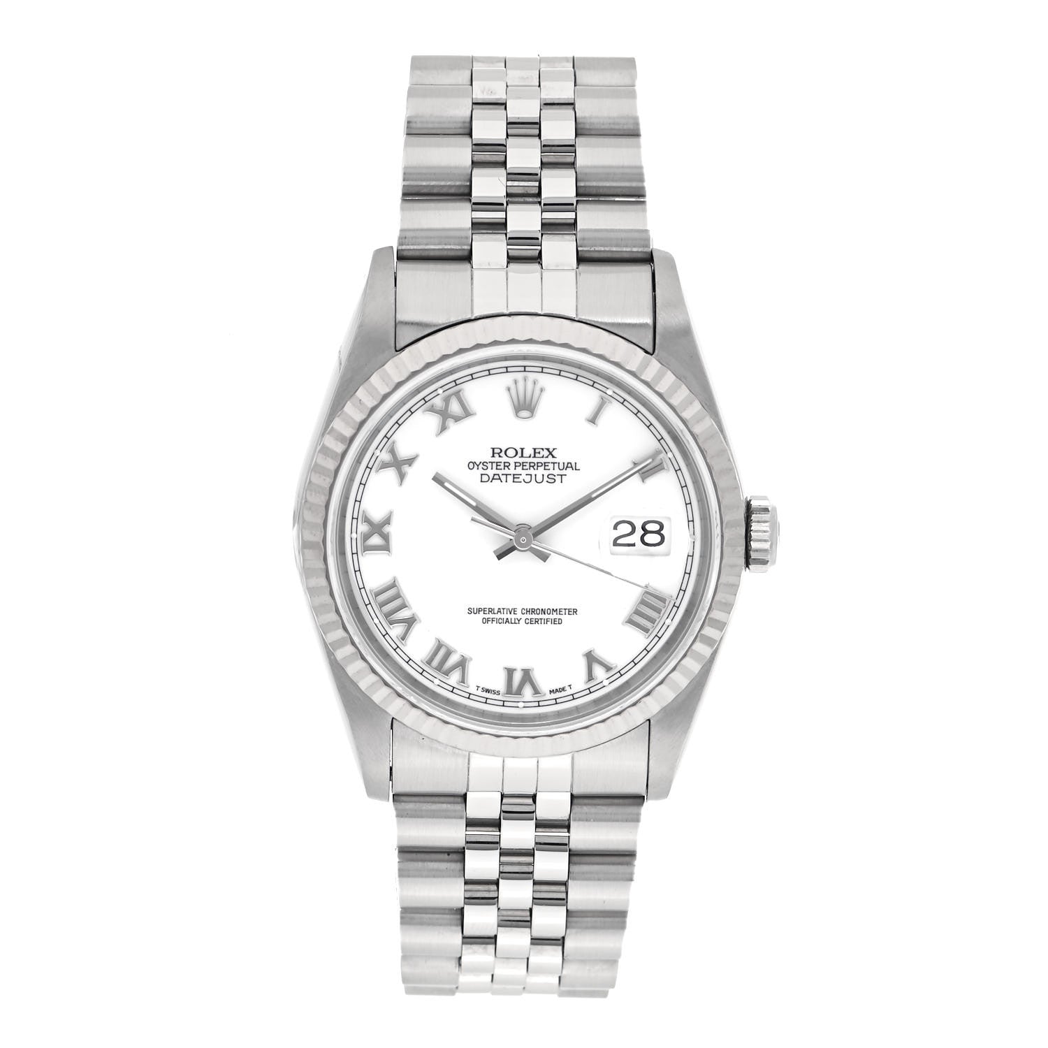 Rolex Stainless Steel 18K White Gold 36mm Oyster Perpetual Datejust Watch White Roman 16234 1 of 4