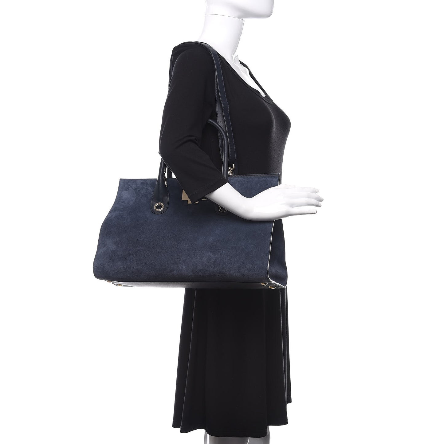 Suede Riley Tote Navy