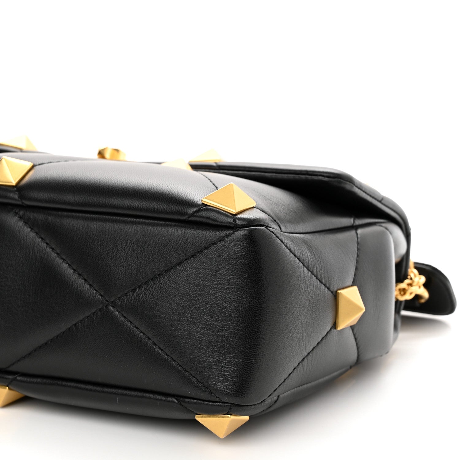 Valentino Garavani Nappa Large Roman Stud Shoulder Bag Black 9 of 9