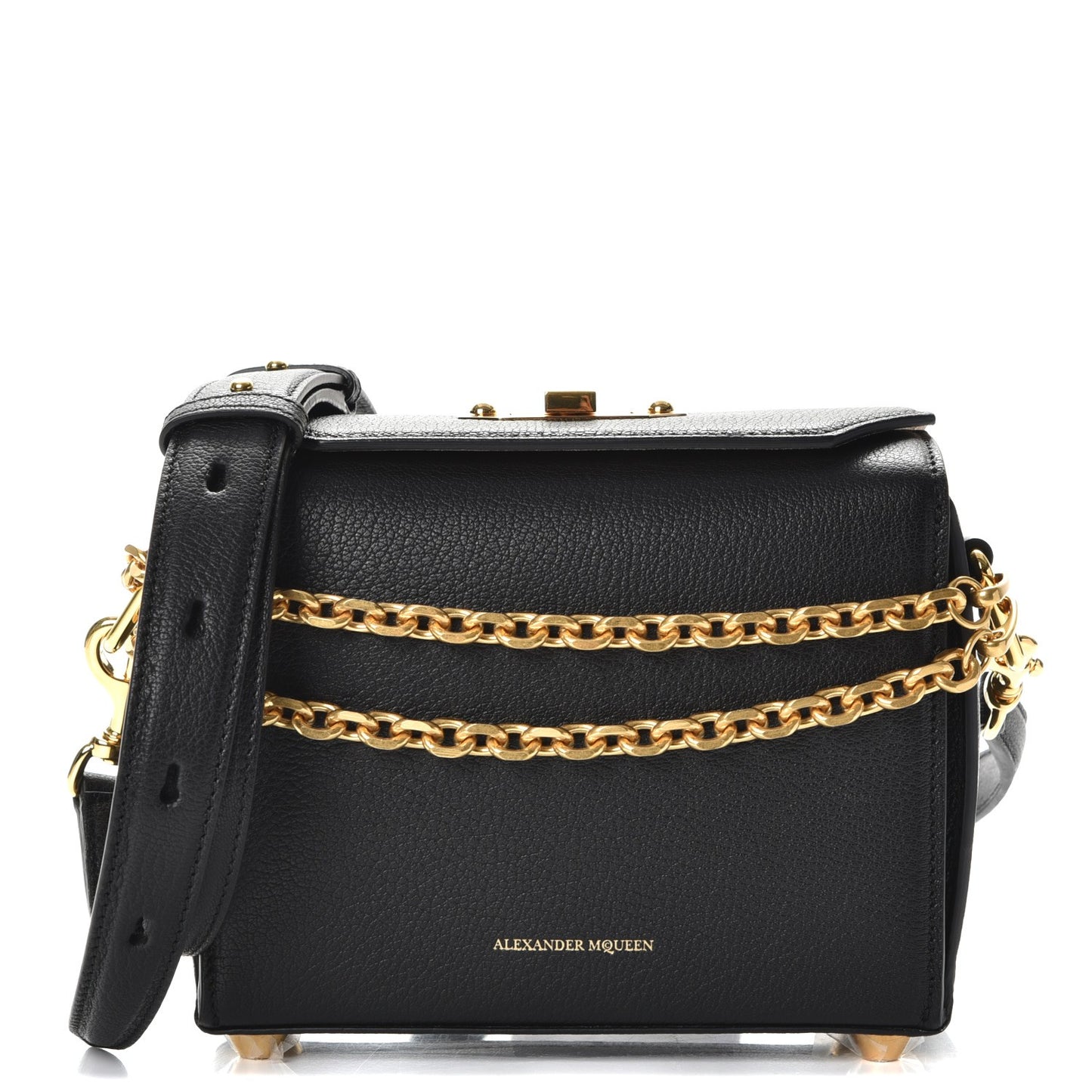 Silky Amish Grained Goatskin Box Shoulder Bag 16 Black