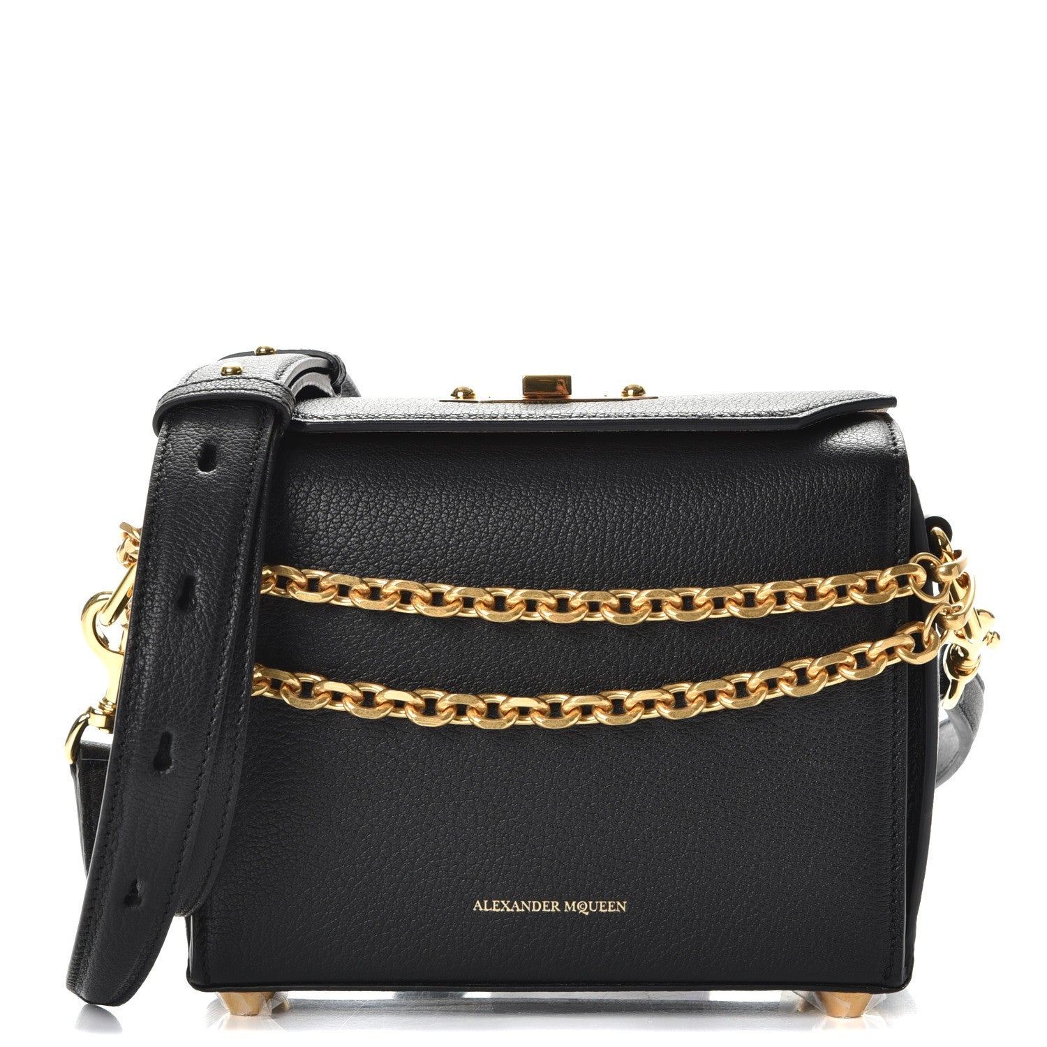 Alexander McQueen Silky Amish Grained Goatskin Box Shoulder Bag 16 Black 1 of 13