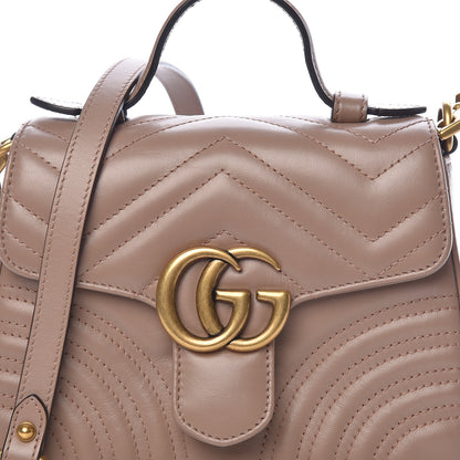 Gucci Calfskin Matelasse Mini GG Marmont Top Handle Shoulder Bag Porcelain Rose 10 of 11