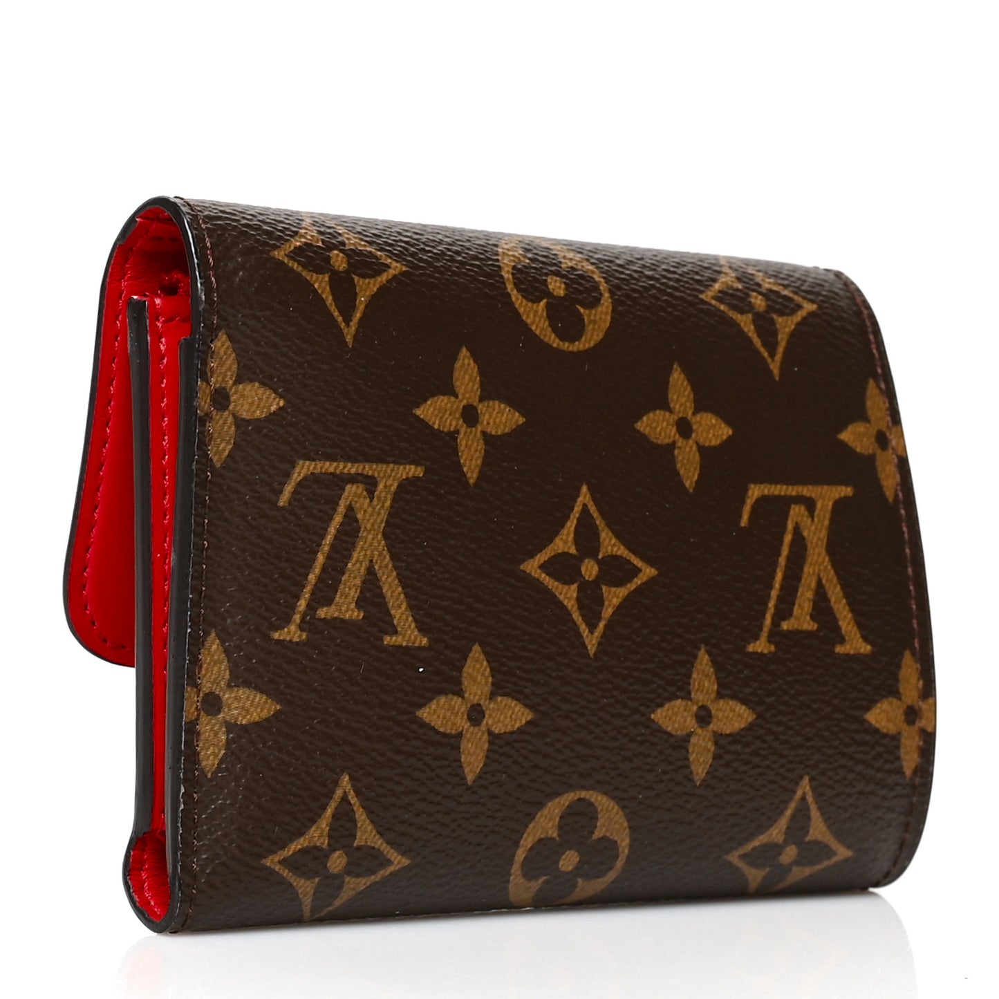 Monogram Flower Lock Compact Wallet Coquelicot