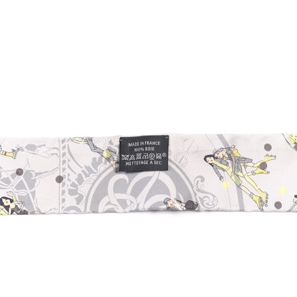Hermes Silk Ex-Libris Les Parisie Twilly Gris Perle Jaune Soufre 3 of 4