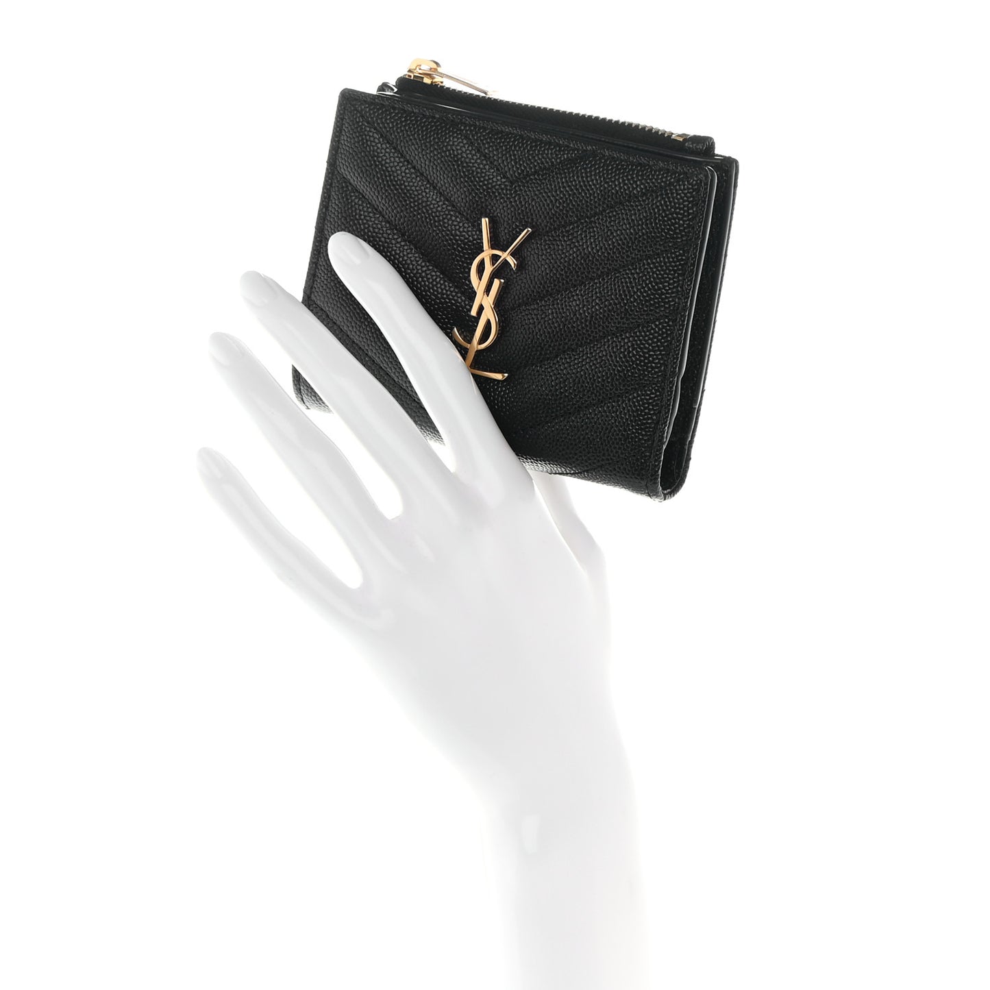 Grain De Poudre Matelasse Chevron Monogram Zipped Card Case Black