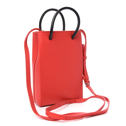 Balenciaga Squared Calfskin Logo Shopping Phone Holder Bag Red 3 of 10