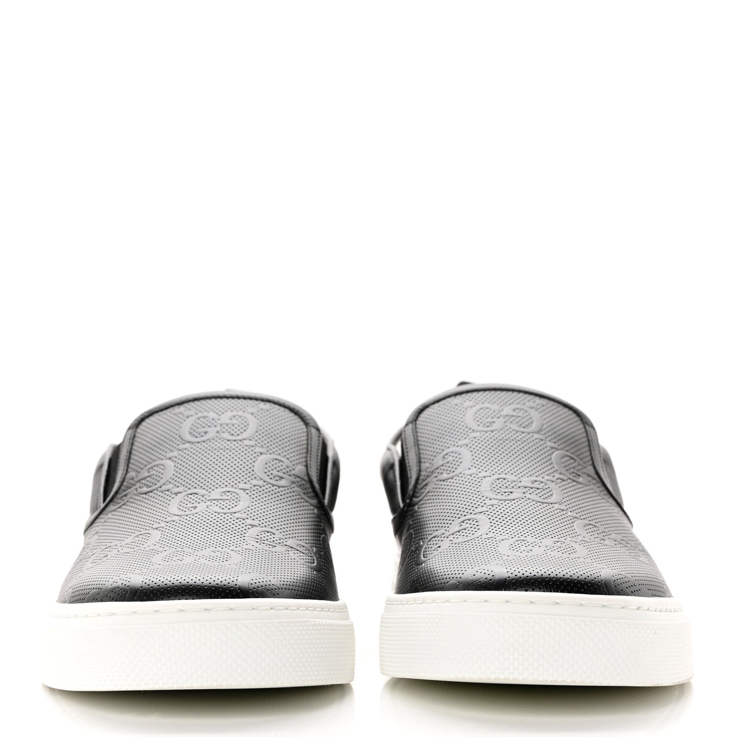 Calfskin GG Monogram Embossed Perforated Mens Dublin Slip On Sneakers 11 Black