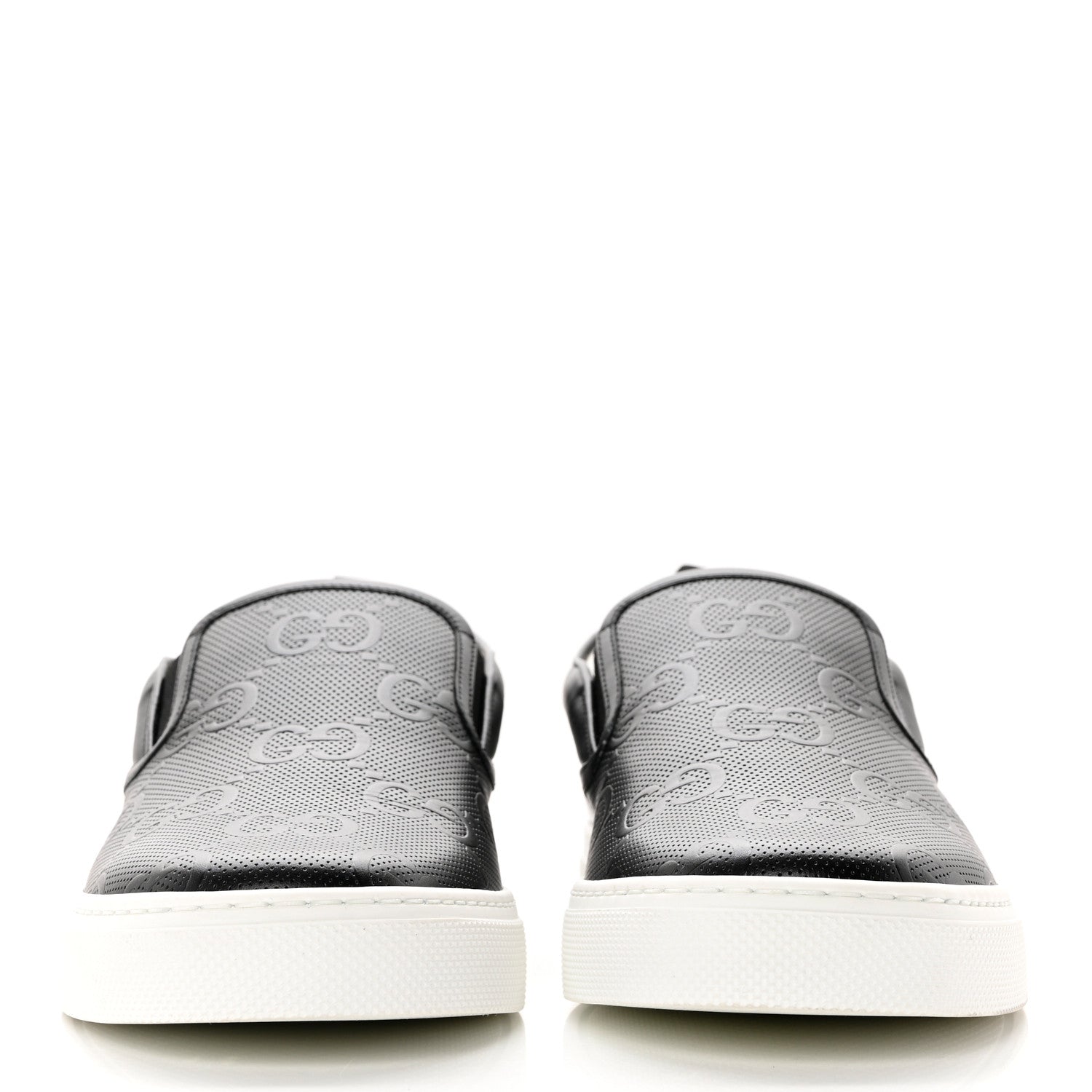 Gucci Calfskin GG Monogram Embossed Perforated Mens Dublin Slip On Sneakers 11 Black 2 of 9
