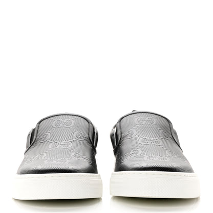 Gucci Calfskin GG Monogram Embossed Perforated Mens Dublin Slip On Sneakers 11 Black 2 of 9