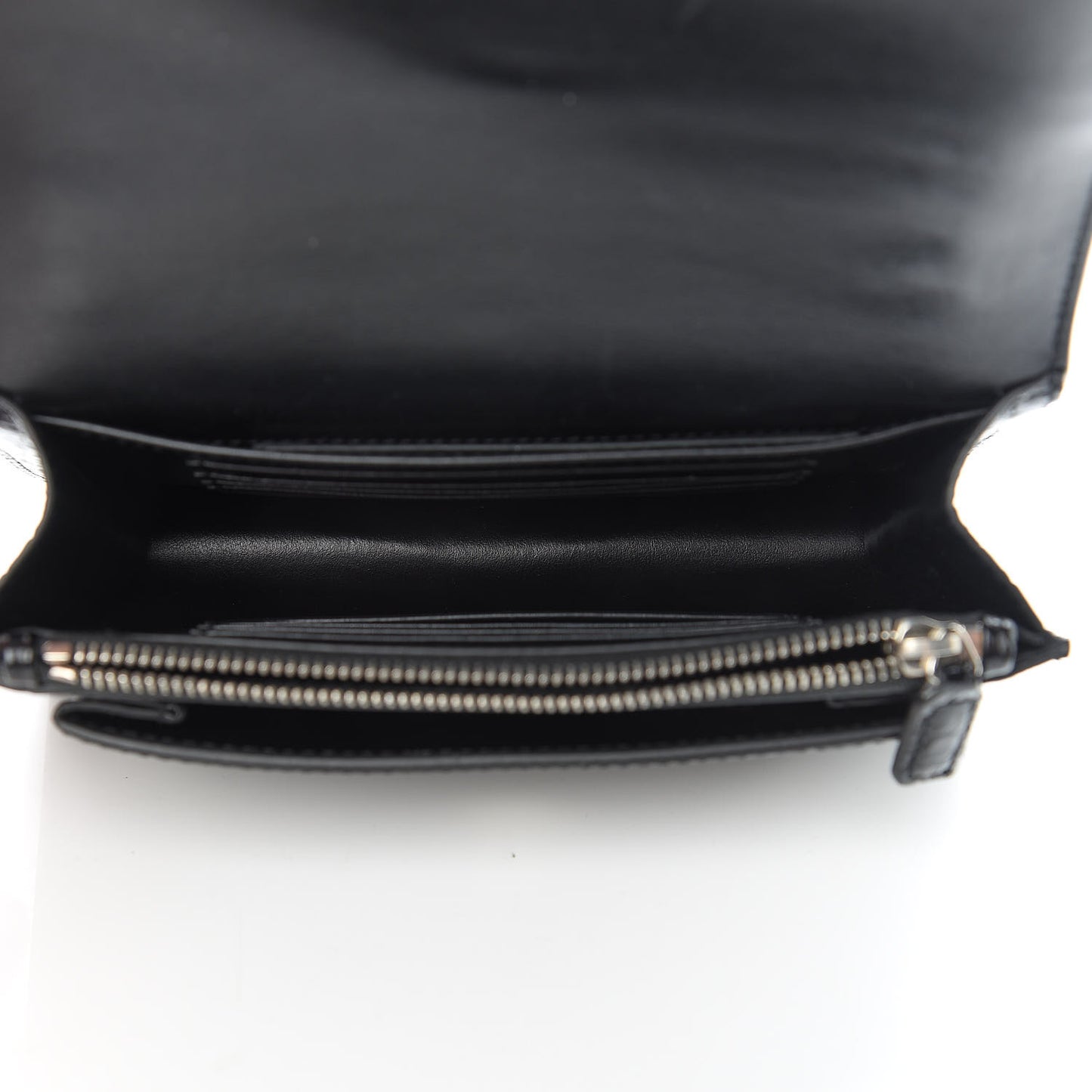 Calfskin Crocodile Embossed Monogram Sunset Chain Wallet Black