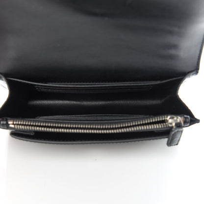 Saint Laurent Calfskin Crocodile Embossed Monogram Sunset Chain Wallet Black 5 of 10
