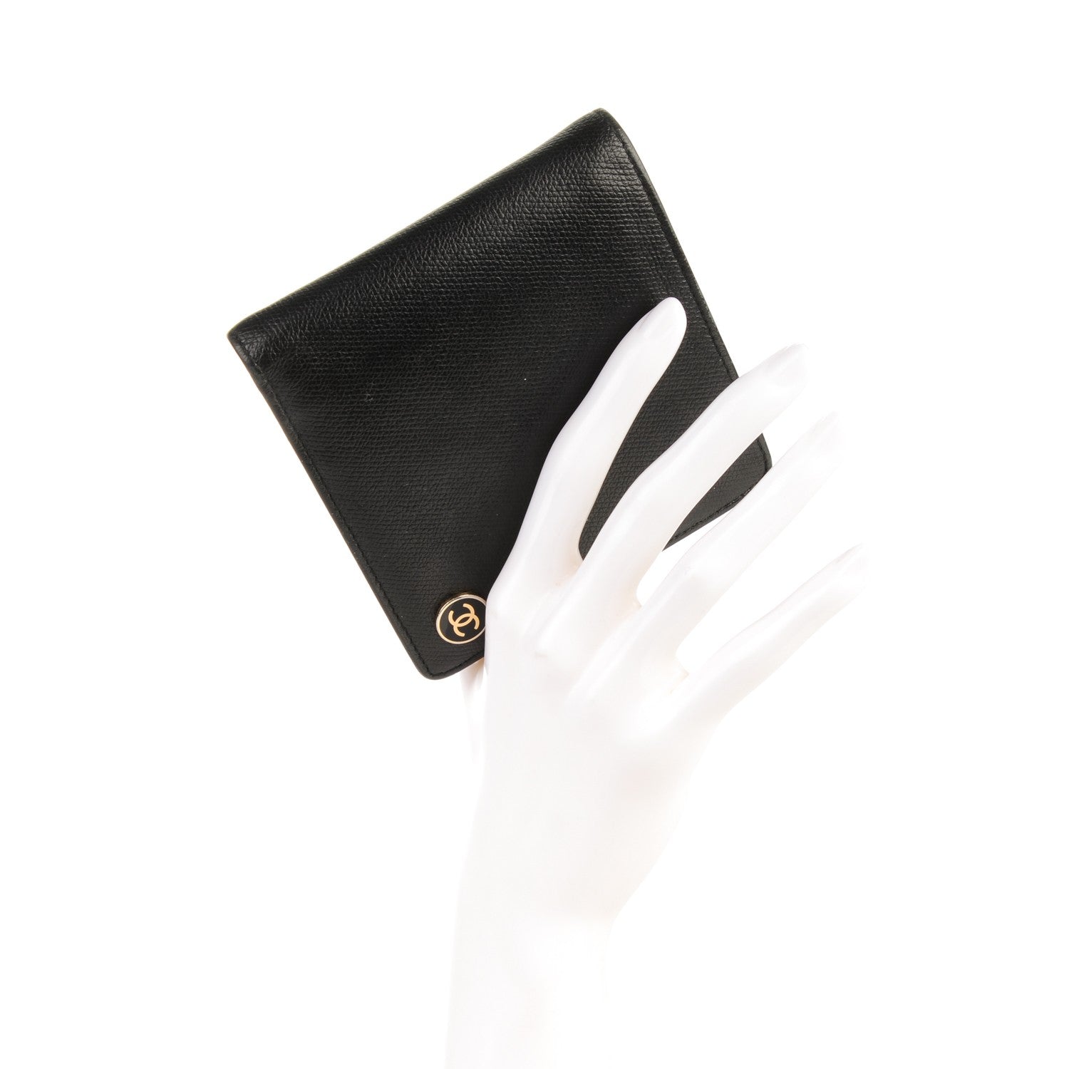 Chanel Grained Calfskin CC Button Bi-Fold Wallet Black 2 of 8