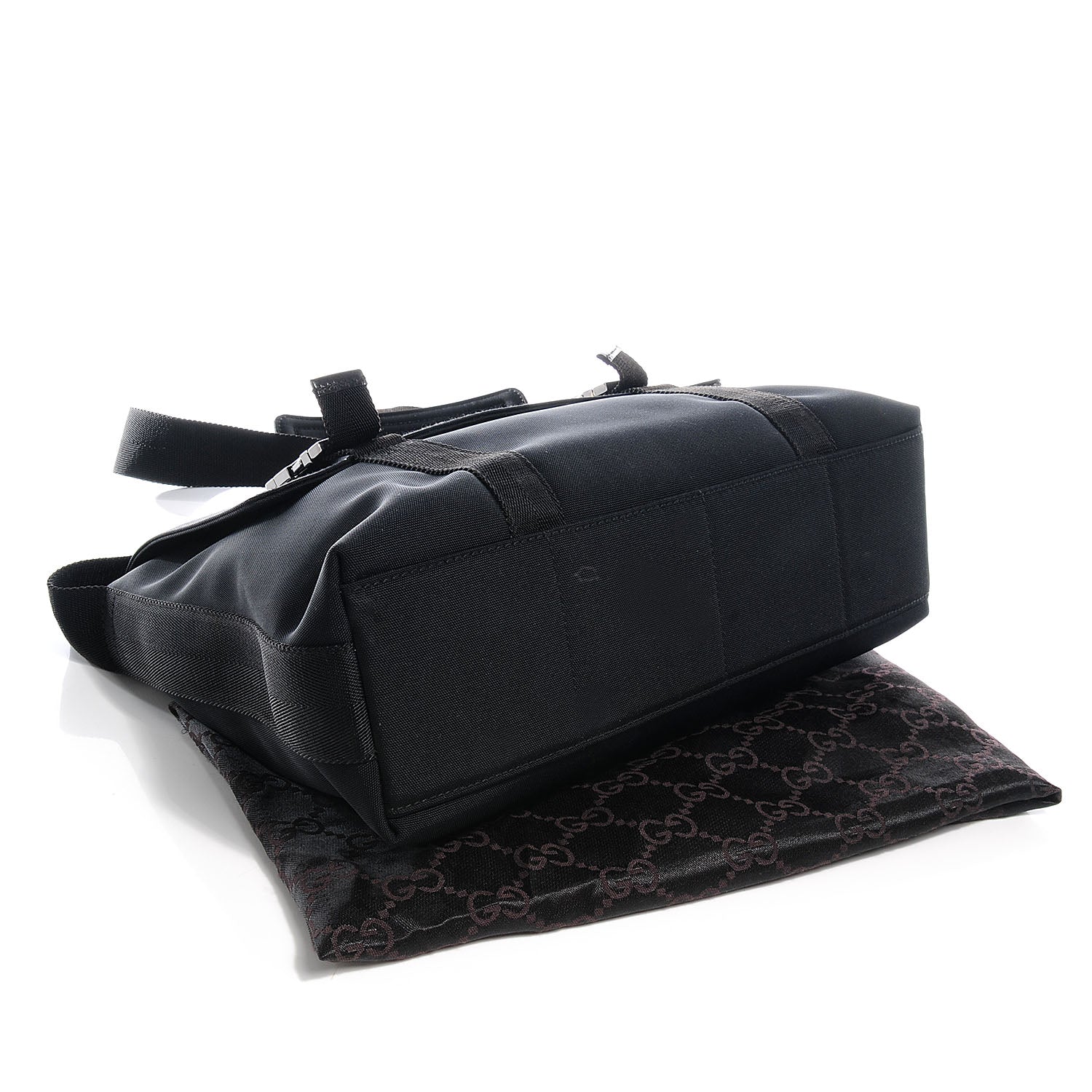 Gucci Nylon Medium Double Buckle Flap Messenger Bag Black 4 of 8