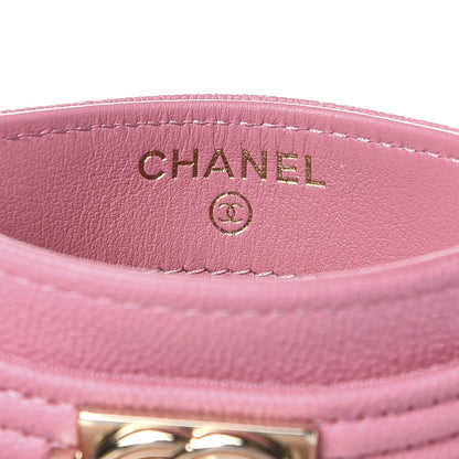 Chanel Caviar Quilted Boy Card Holder Pink 6 of 9