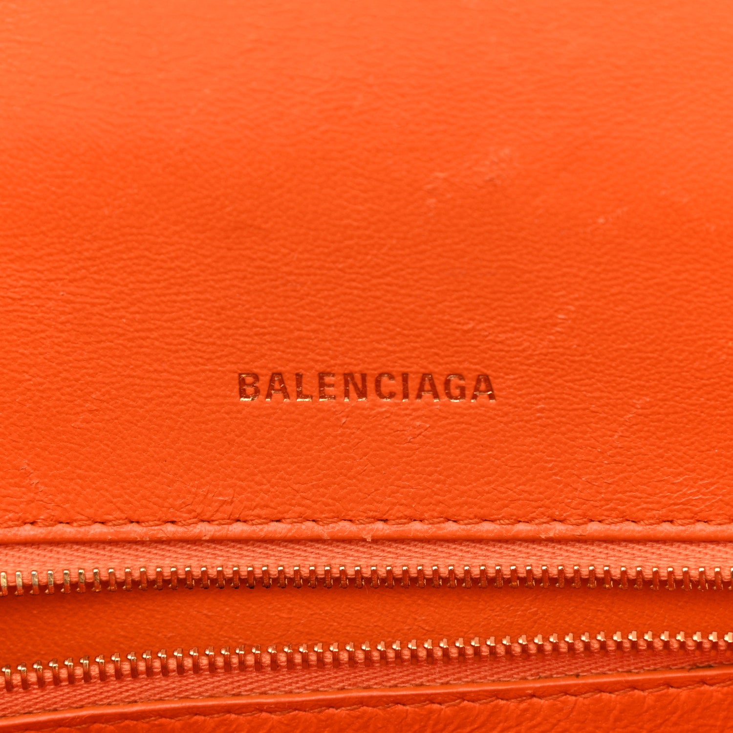 Balenciaga Shiny Calfskin Crocodile Embossed Small Hourglass Top Handle Bag Orange 6 of 14