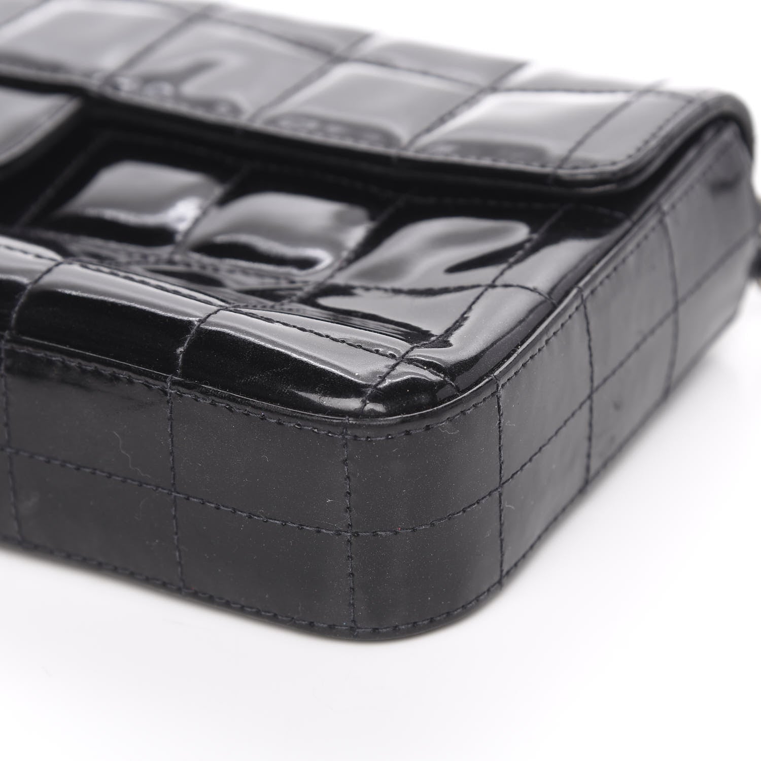 Chanel Patent Quilted East West Chocolate Bar Flap Black 12 of 14