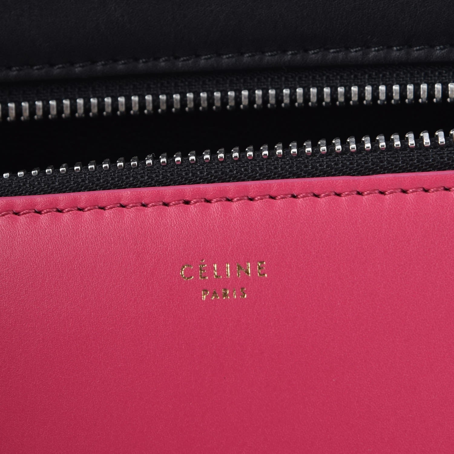 Celine Smooth Calfskin Small Tri-Color Edge Shoulder Bag Fushia 6 of 7