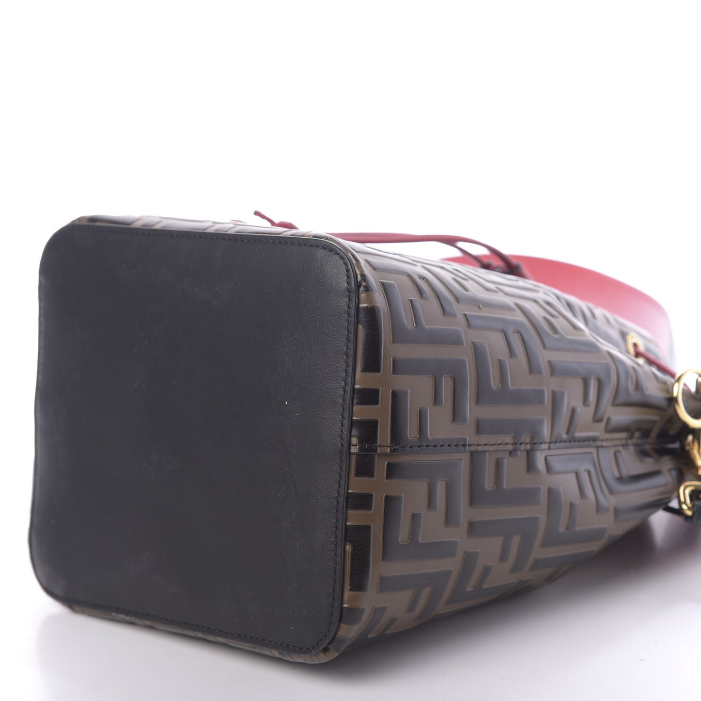 Vitello Grace F is Fendi Bi-Color FF 1974 Embossed Grande Mon Tresor Bucket Bag Maya Black Fragola