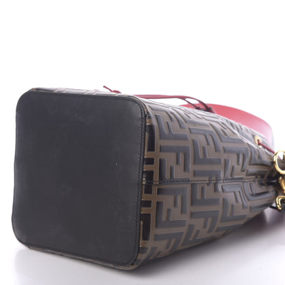 Fendi Vitello Grace F is Fendi Bi-Color FF 1974 Embossed Grande Mon Tresor Bucket Bag Maya Black Fragola 7 of 11