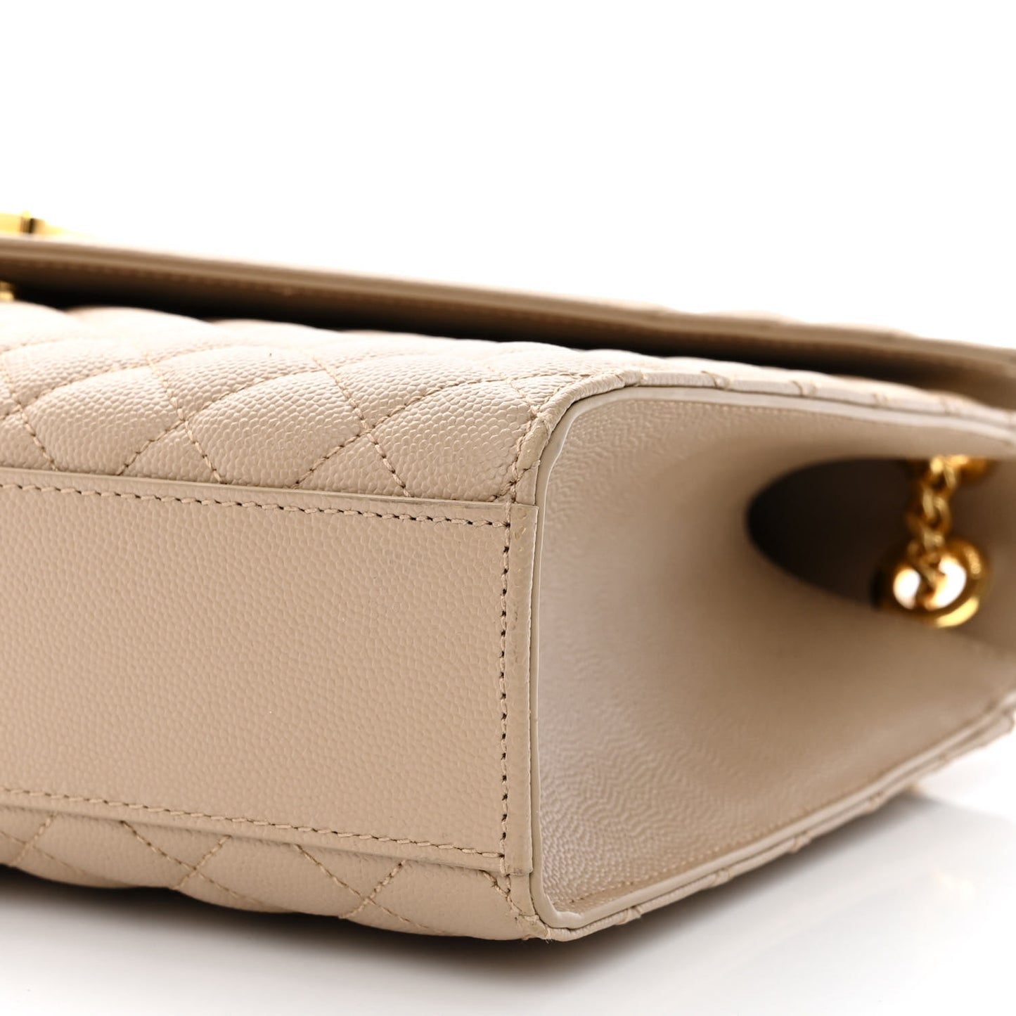 Grain De Poudre Mixed Matelasse Large Triquilt Monogram Satchel Dark Beige