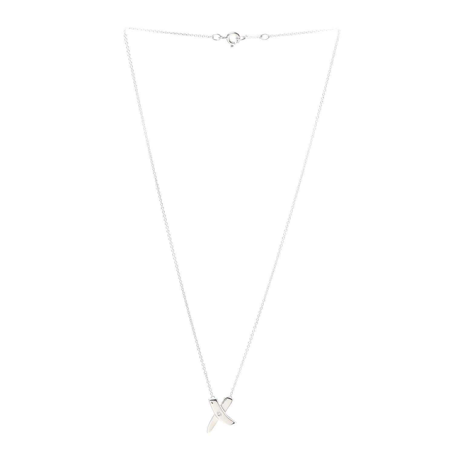 Tiffany Sterling Silver Diamond Paloma Picasso Graffiti X Pendant Necklace 3 of 6