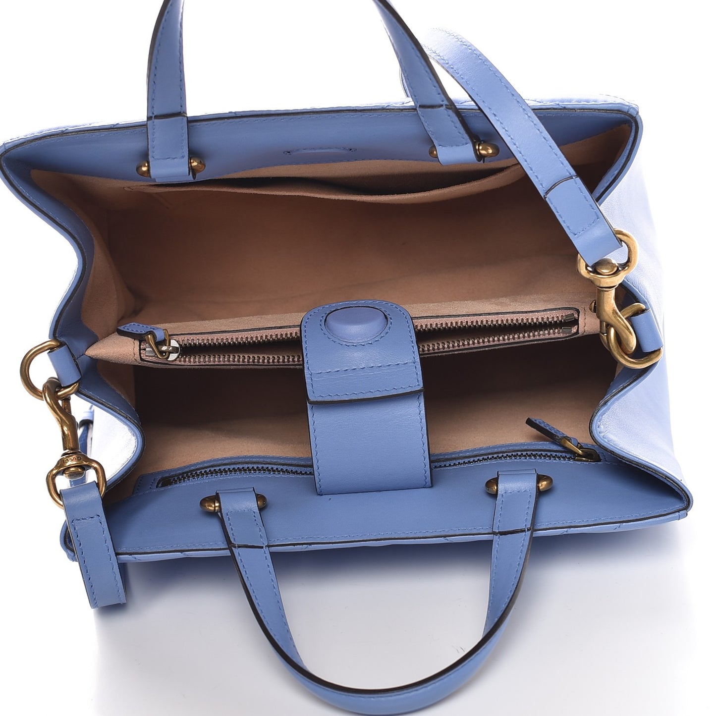 Calfskin Matelasse Small GG Marmont Tote Clear Sky Blue