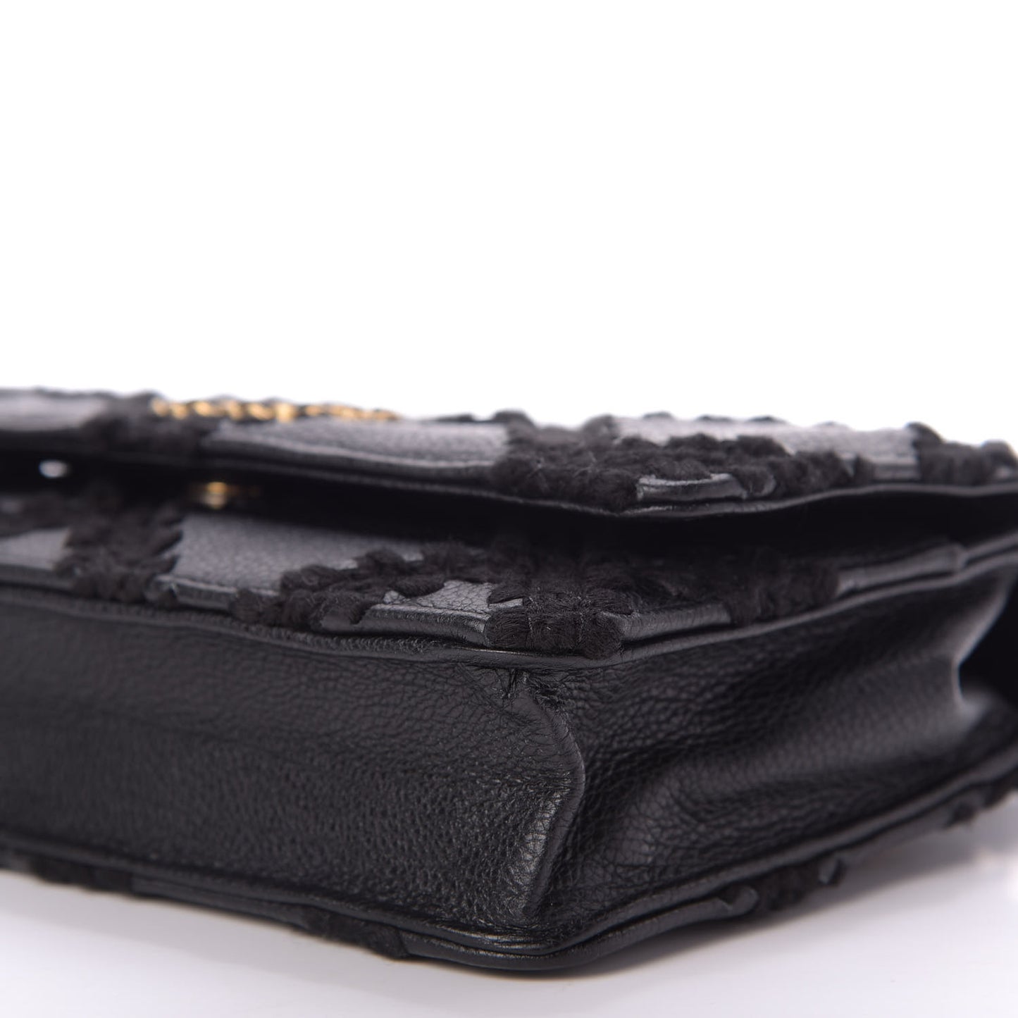 Calfskin Crochet 19 Wallet On Chain WOC Black