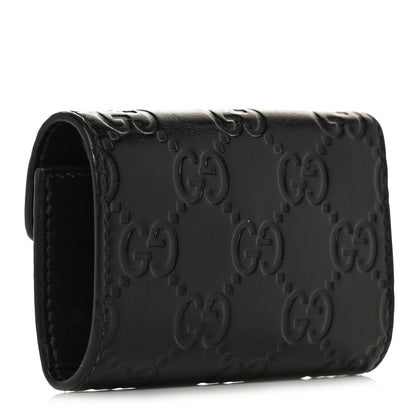 Gucci Guccissima Icon Signature 6 Key Holder Case Black 3 of 10