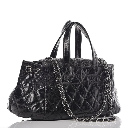 Chanel Glazed Calfskin Quilted Tweed Small Portobello Tote Black 3 of 10