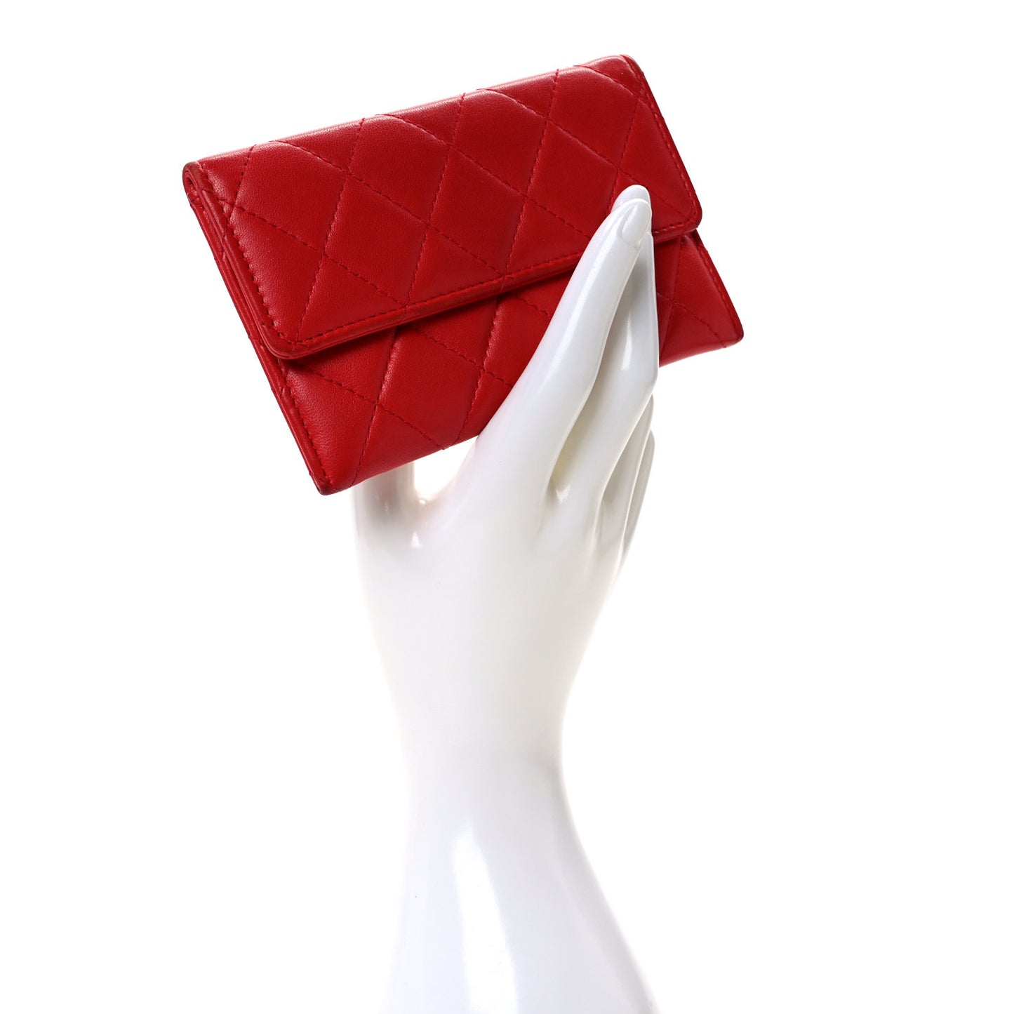 Lambskin Quilted Pouch Red