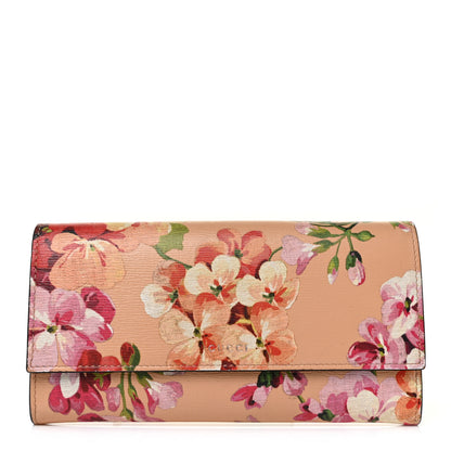 Gucci Calfskin Blooms Print Continental Wallet Pink Apricot Multicolor 1 of 9