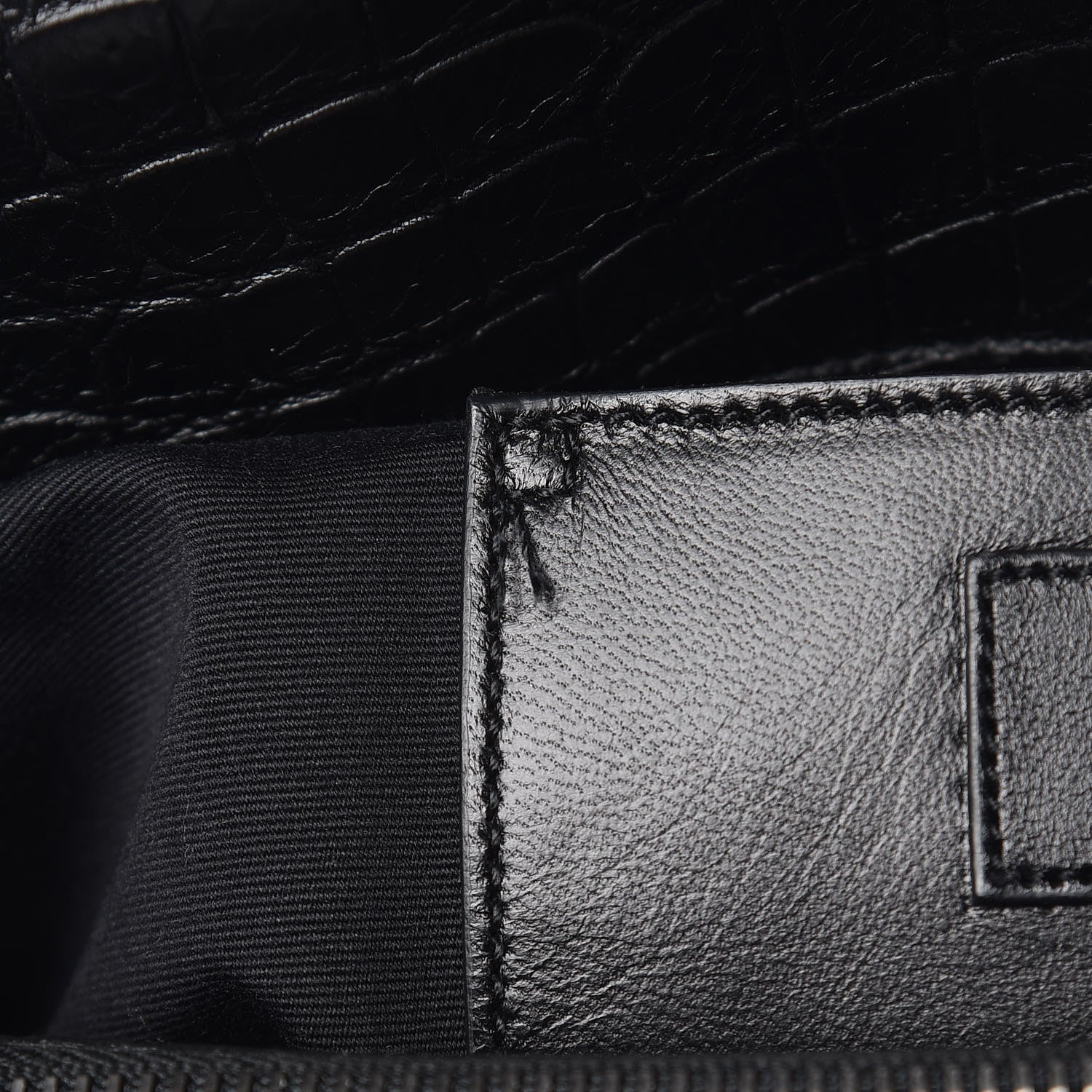 Saint Laurent Calfskin Crocodile Embossed Monogram Large College Satchel Black 11 of 12