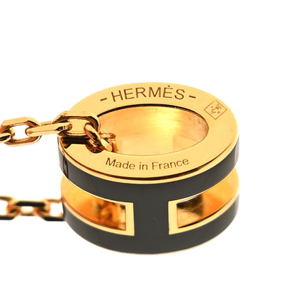 Hermes Lacquered Gold Mini Pop H Pendant Necklace Black 5 of 6