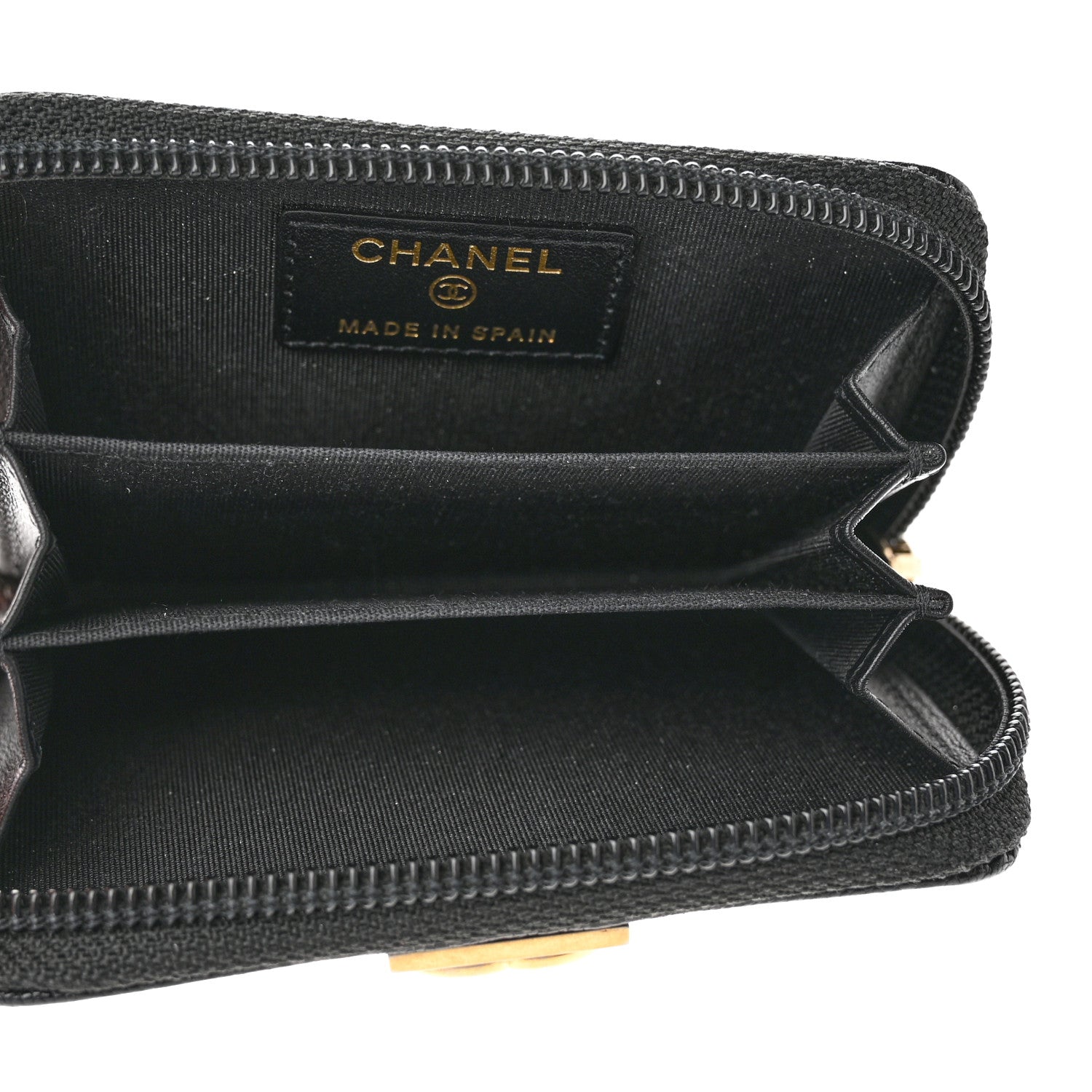 Chanel Caviar Quilted Boy Zip Around Coin Purse Wallet Black 5 of 9
