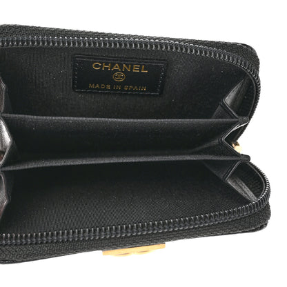 Chanel Caviar Quilted Boy Zip Around Coin Purse Wallet Black 5 of 9
