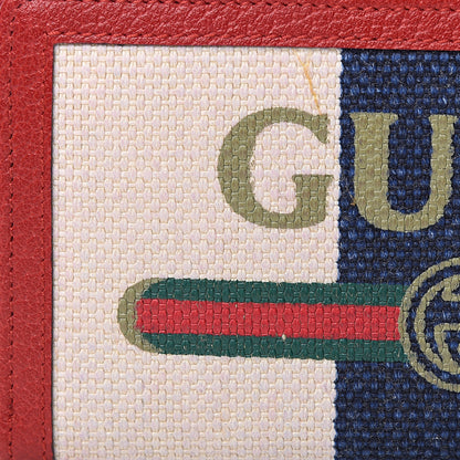 Gucci Canvas Sylvie Stripe Logo Zip Around Wallet Mystic White Hibiscus Red Maritime 7 of 8