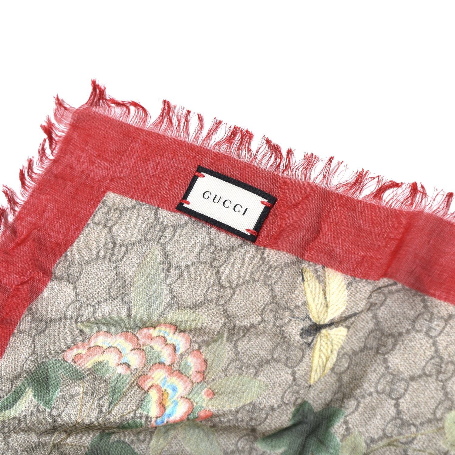 Gucci Modal Silk Monogram Tian Print Shawl Red 3 of 4