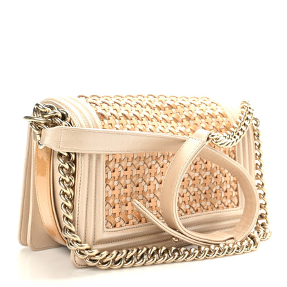 Chanel Metallic Calfskin Braided Medium Boy Flap Beige Multicolor 3 of 10