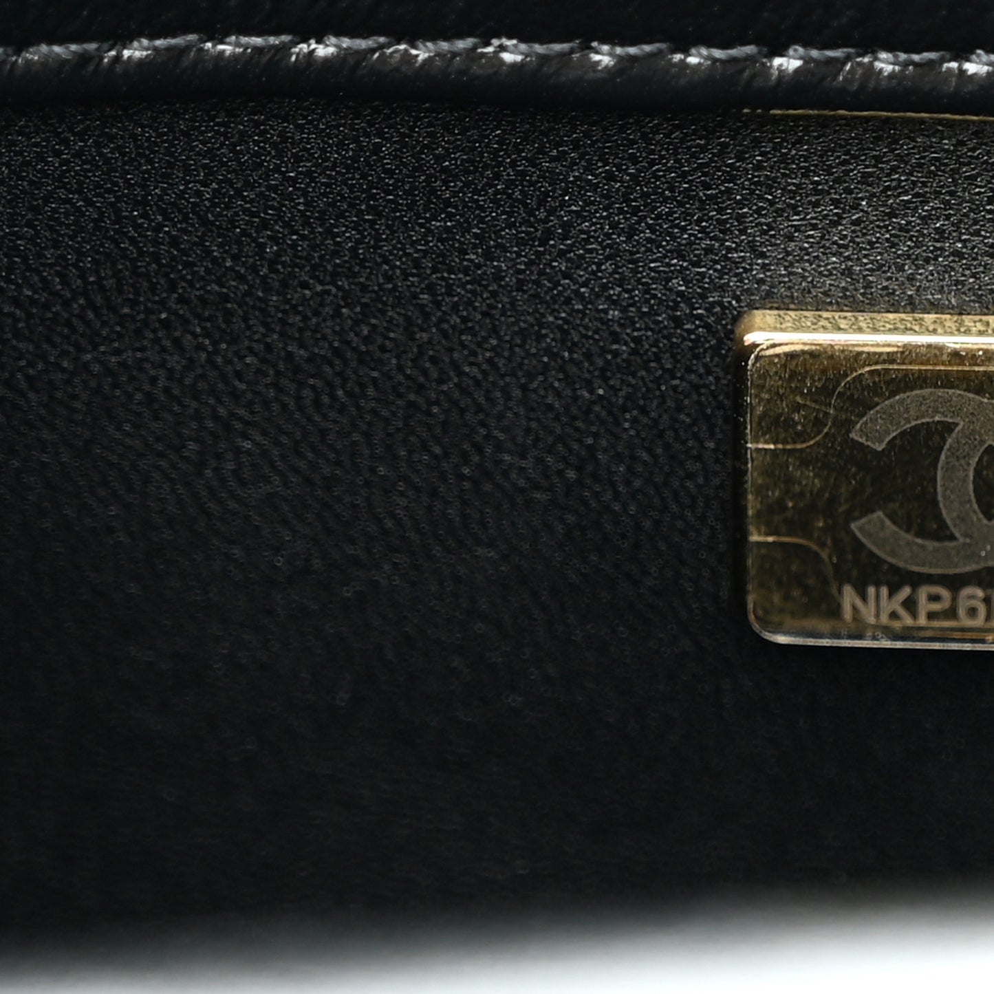 Shiny Lambskin Quilted Golden Links Top Handle Flap Black