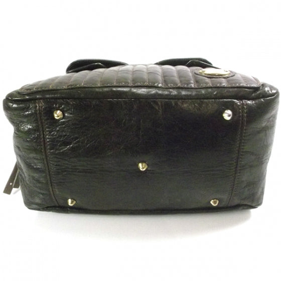 Leather Large Quilted Bay Tote Brown