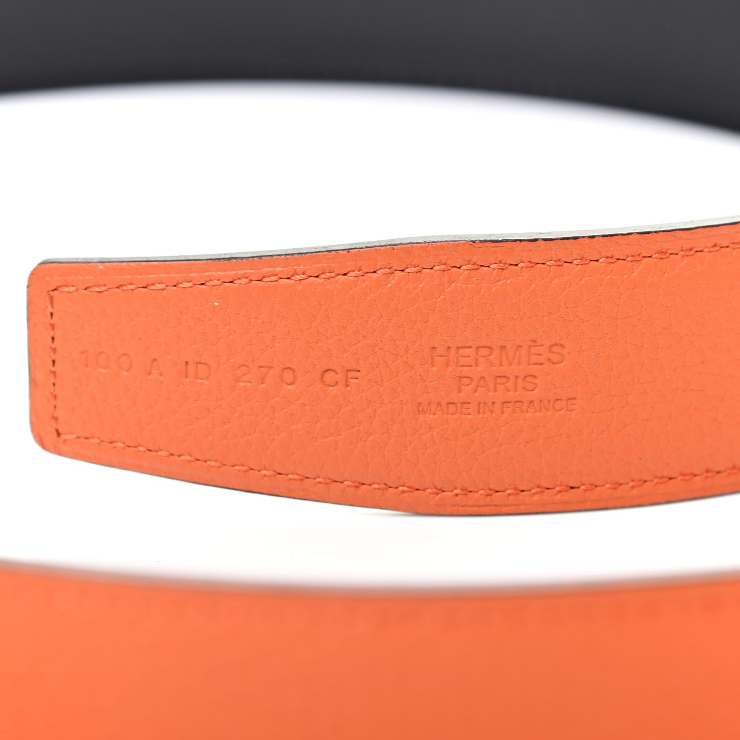 Hermes Box Togo 32mm Guilloche H Belt 100 Black Orange 3 of 5