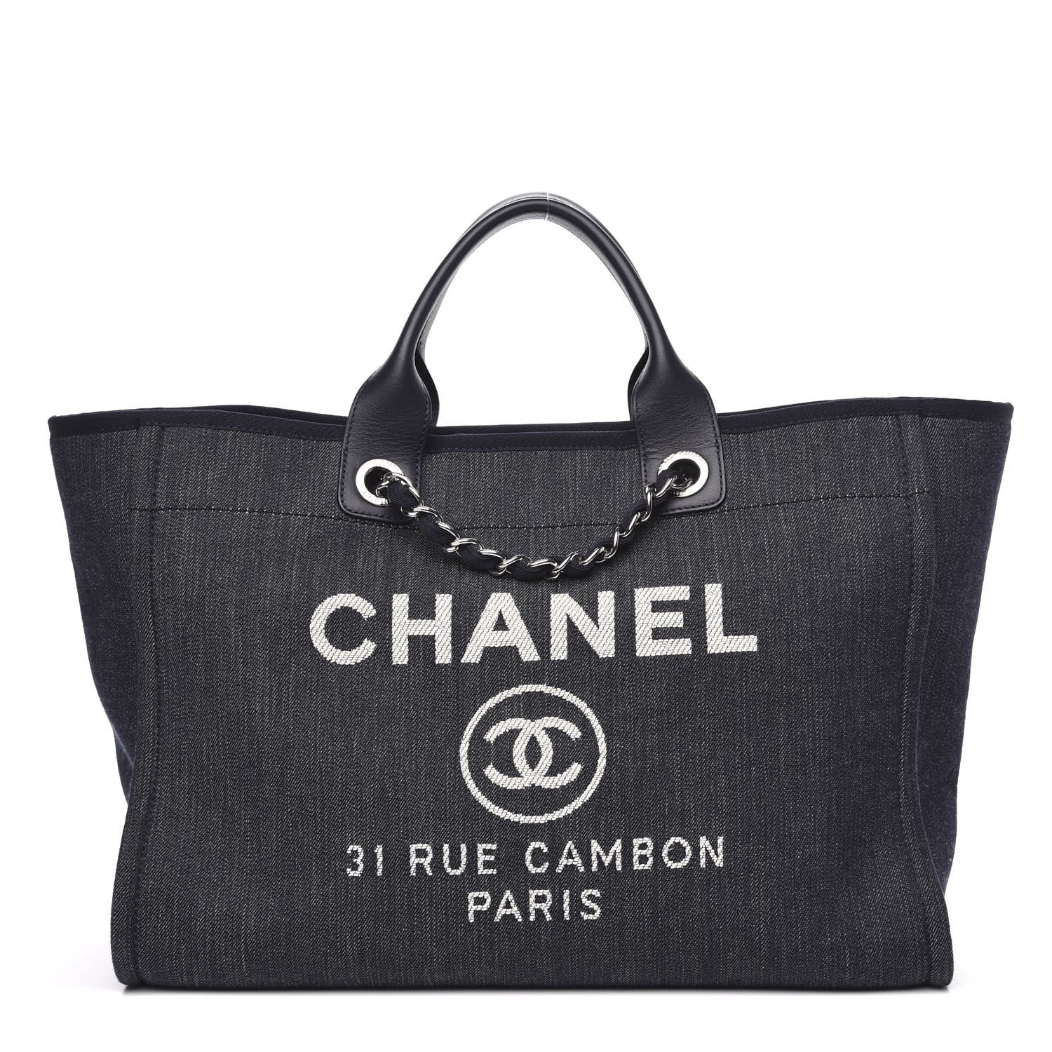 Chanel Denim Medium Deauville Tote Dark Blue 1 of 10