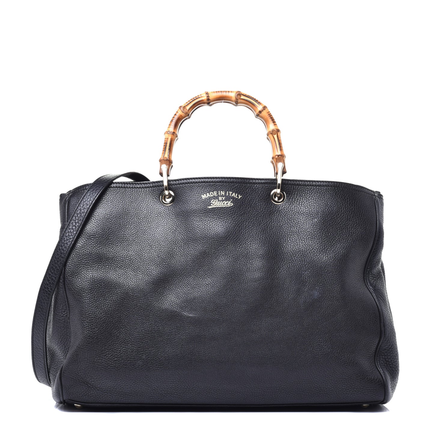 Calfskin Large Bamboo Shopper Tote Black