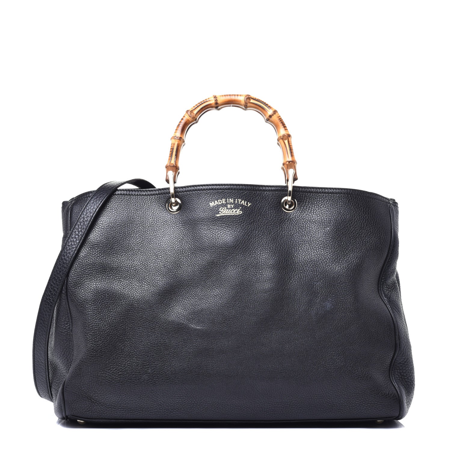 Gucci Calfskin Large Bamboo Shopper Tote Black 1 of 10