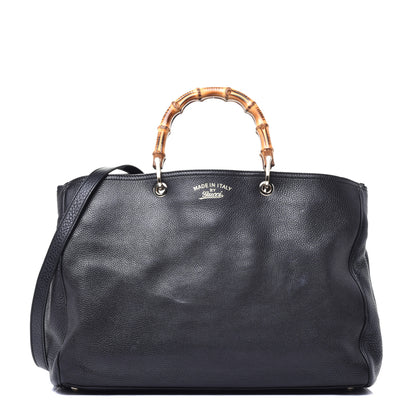 Gucci Calfskin Large Bamboo Shopper Tote Black 1 of 10
