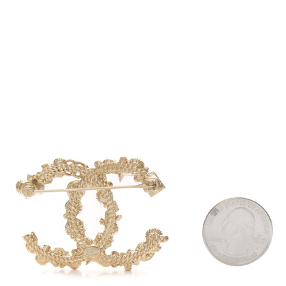 Chanel Crystal Pearl CC Charms Brooch Gold 3 of 4