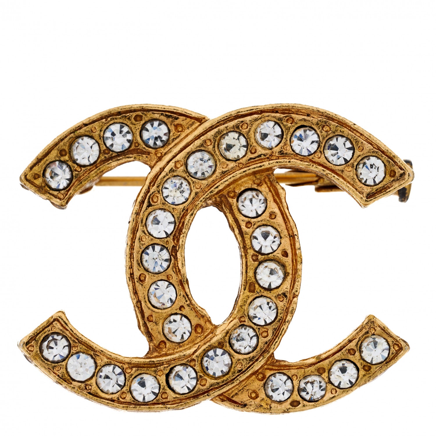 Chanel Crystal CC Brooch Gold 1 of 6