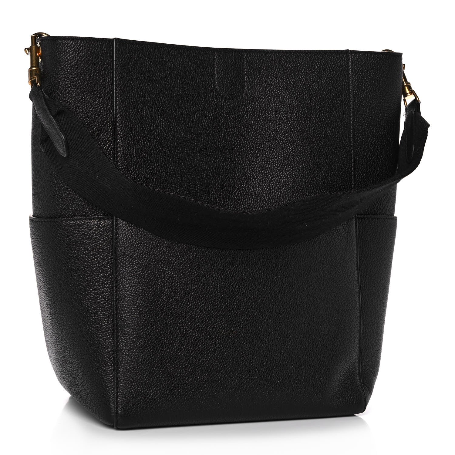 Celine Soft Grained Calfskin Sangle Bucket Bag Black 3 of 10